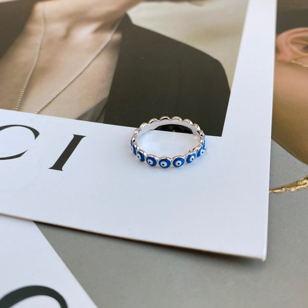 Enamel Greek Evil Eye Ring