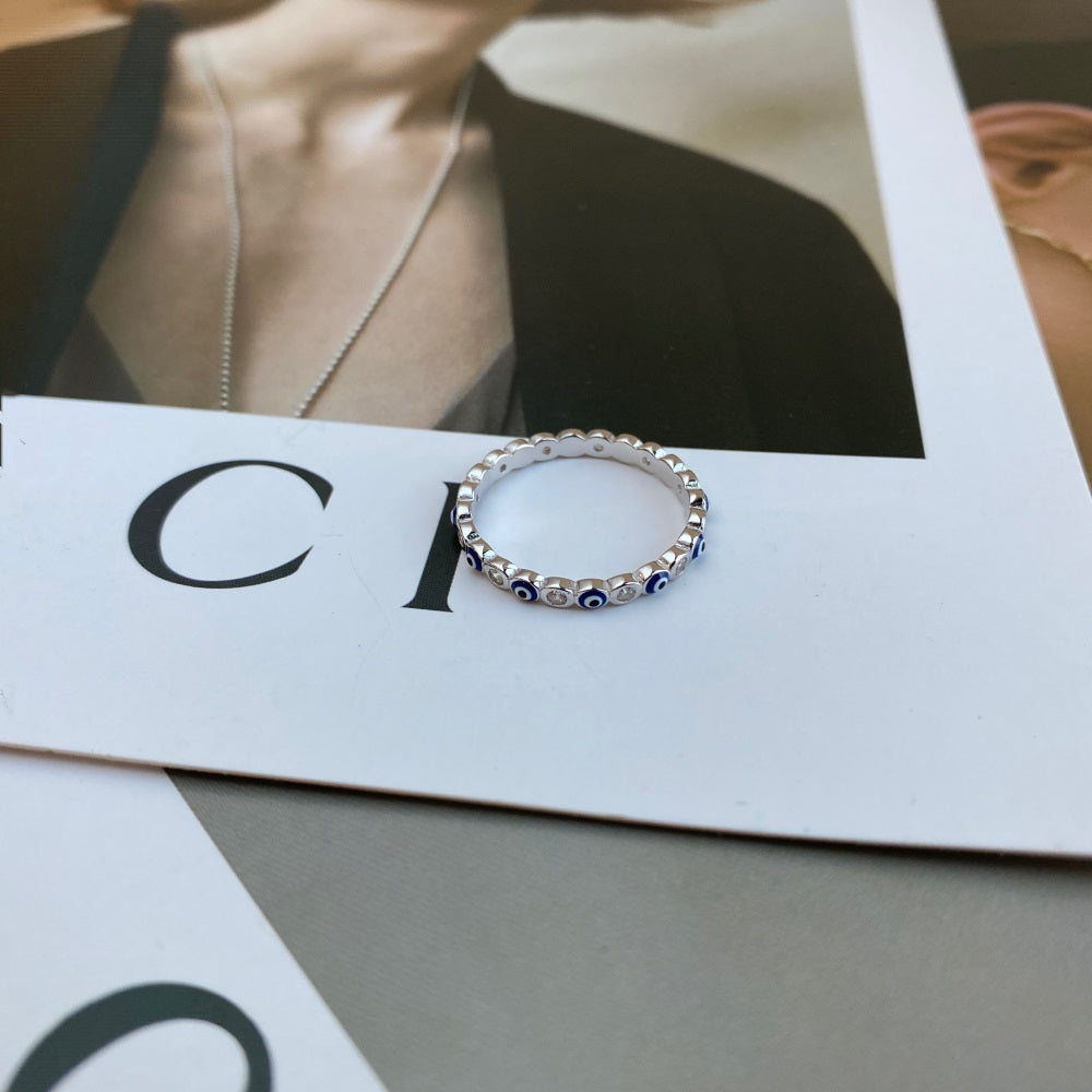Clear CZ and Evil Eye Ring