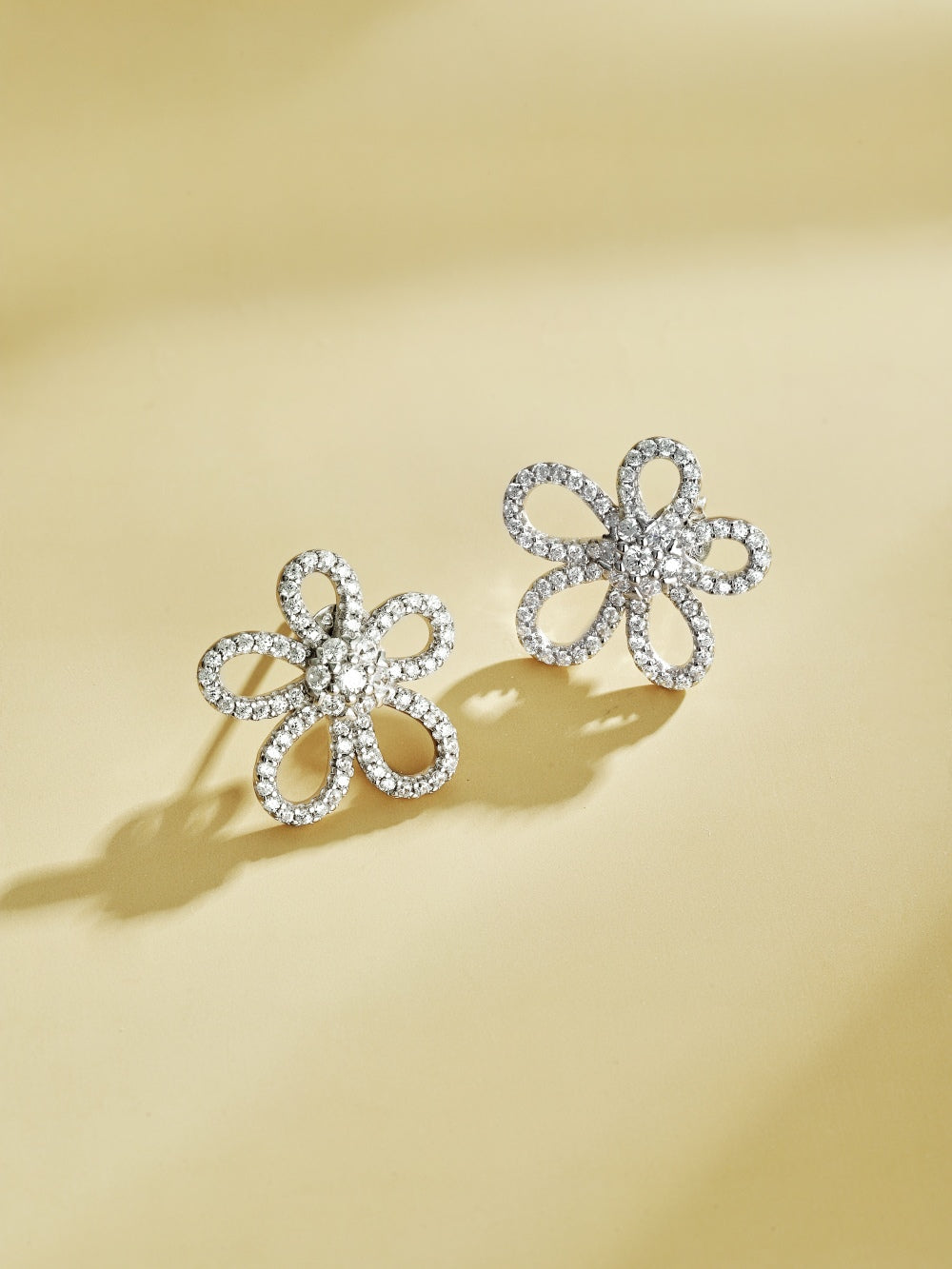 CZ Flower Stud Earrings