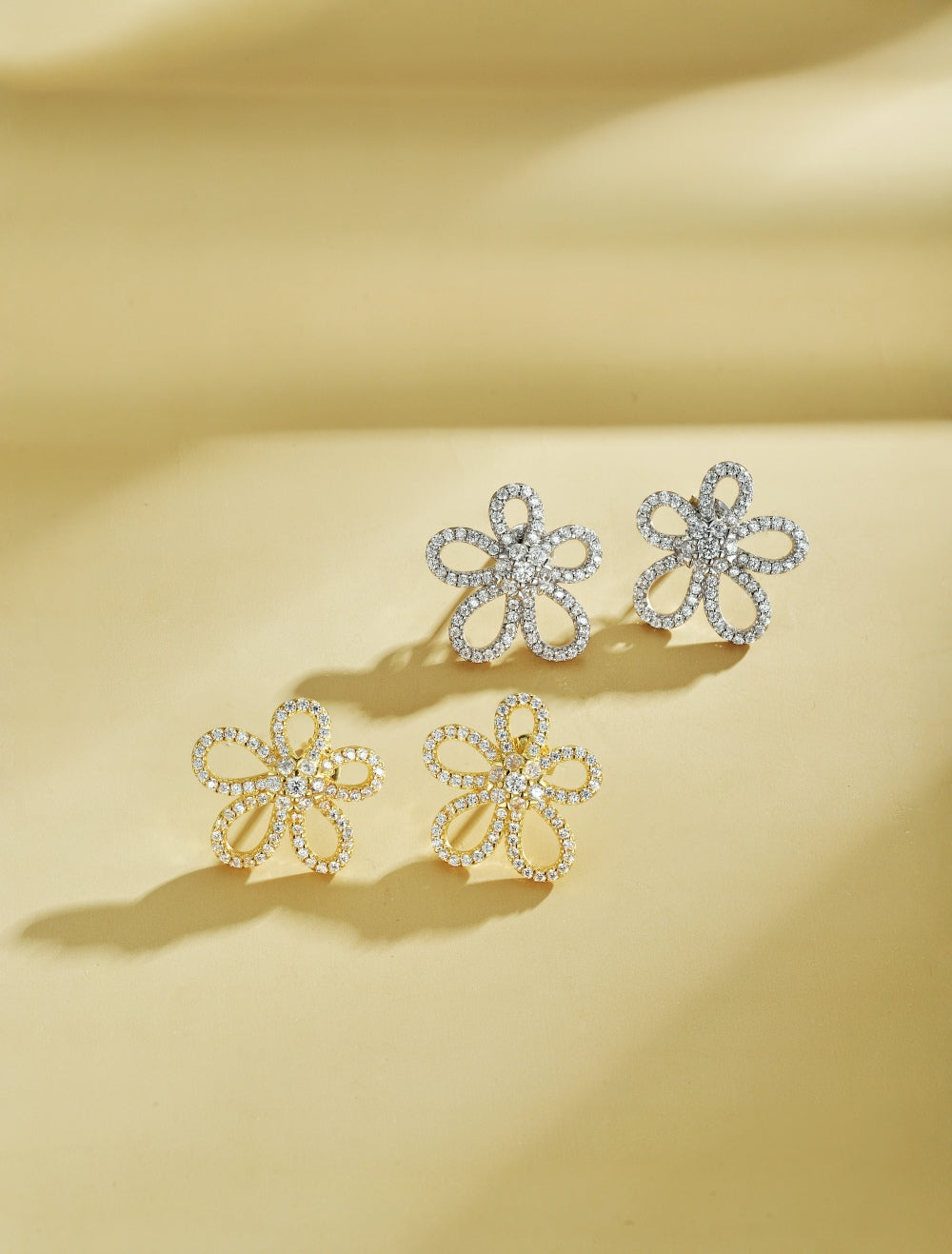 CZ Flower Stud Earrings