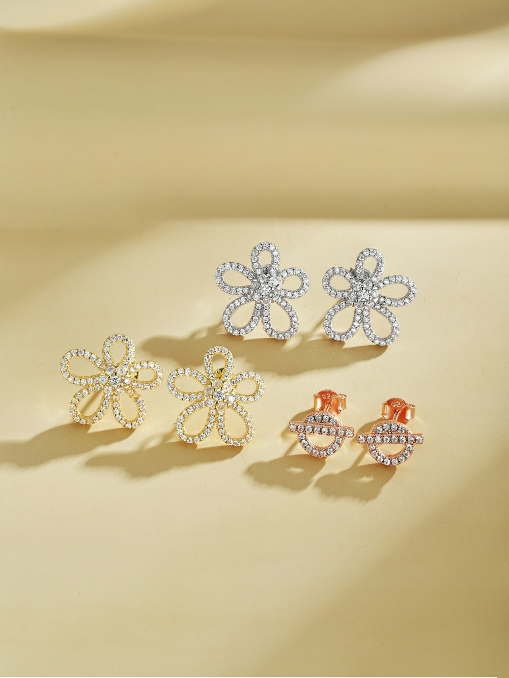 CZ Flower Stud Earrings