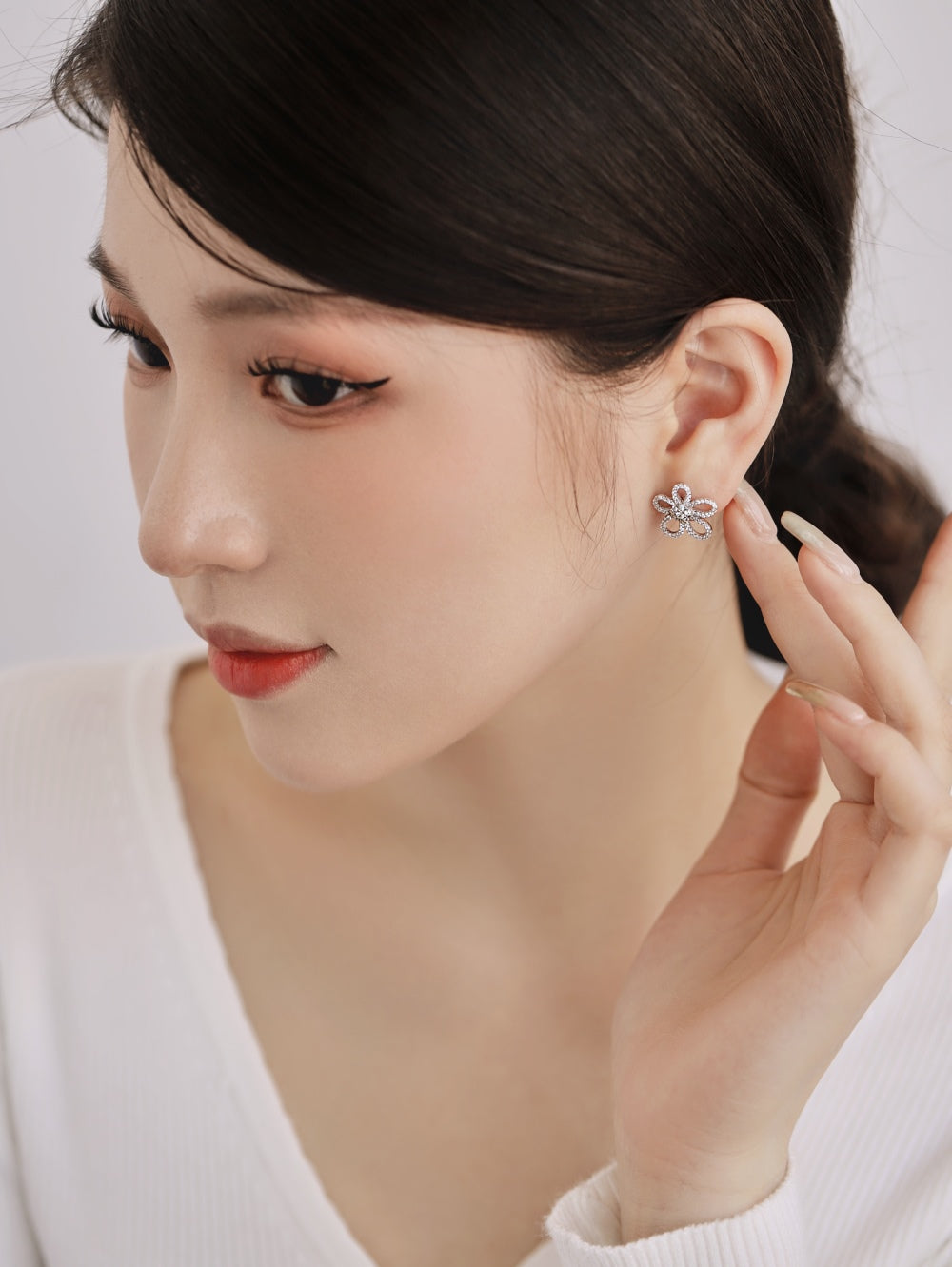 CZ Flower Stud Earrings