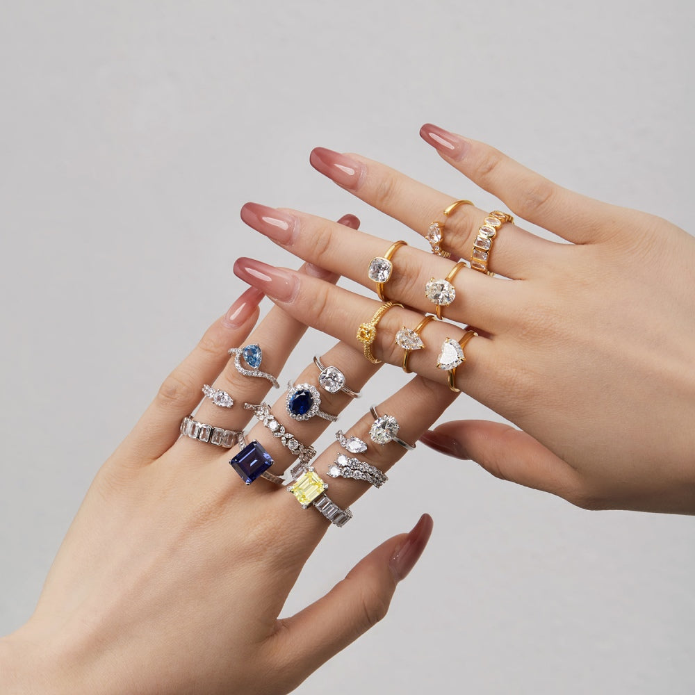 Half Round Half Square CZ Eternity Ring