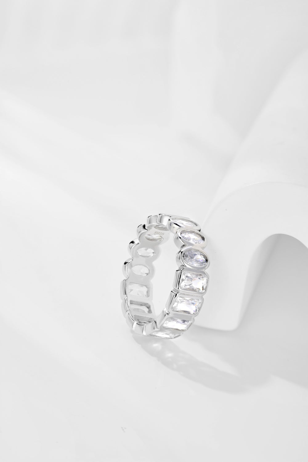 Half Round Half Square CZ Eternity Ring