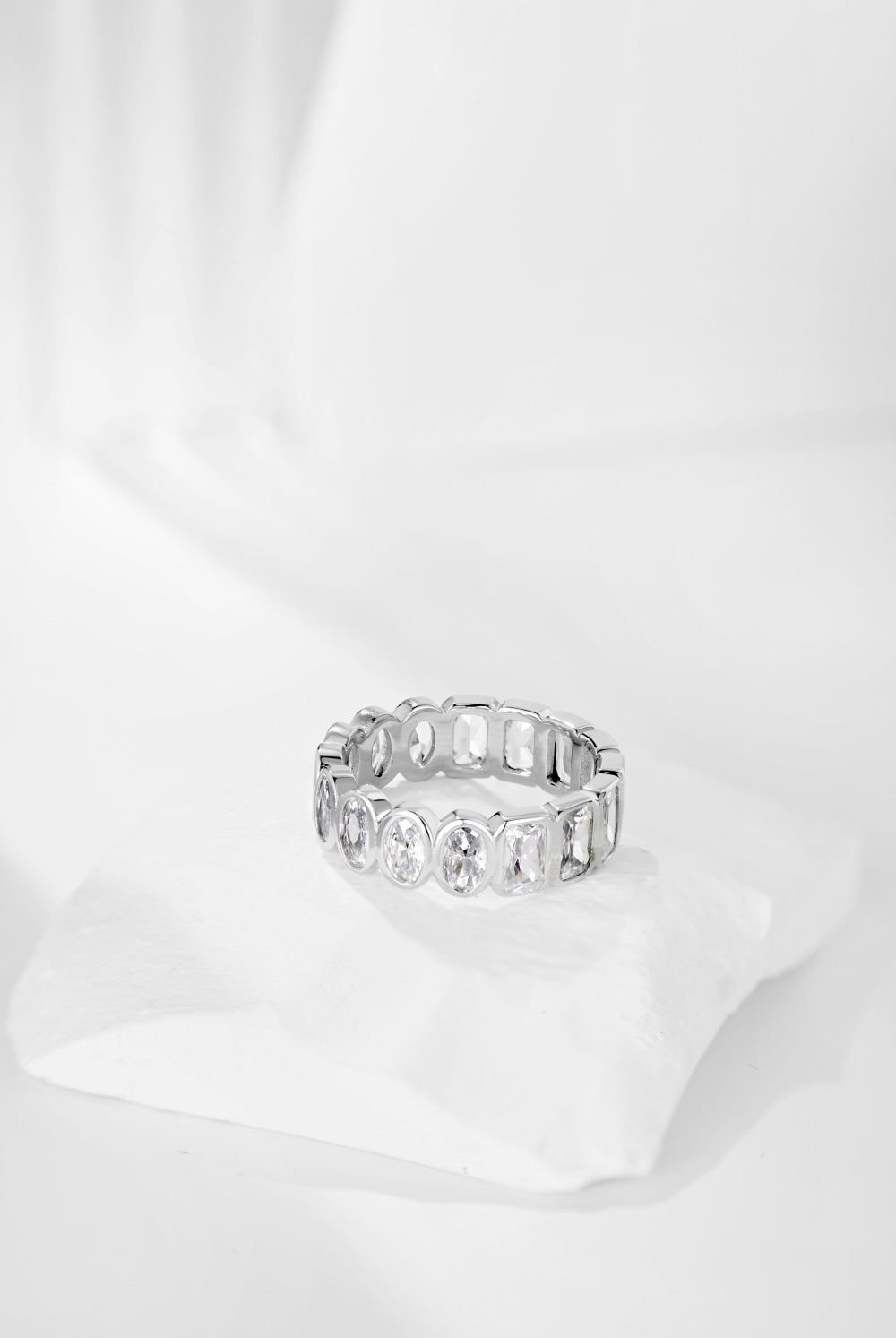 Half Round Half Square CZ Eternity Ring