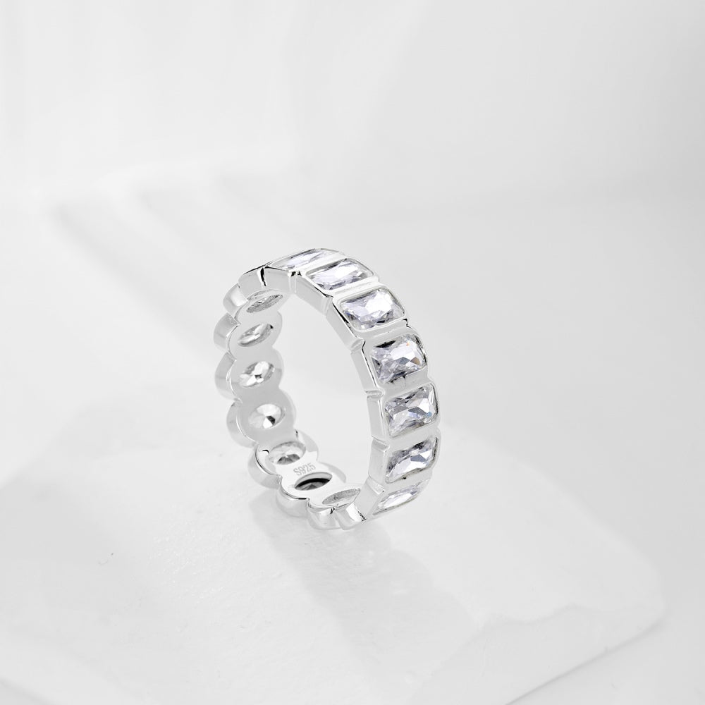 Half Round Half Square CZ Eternity Ring