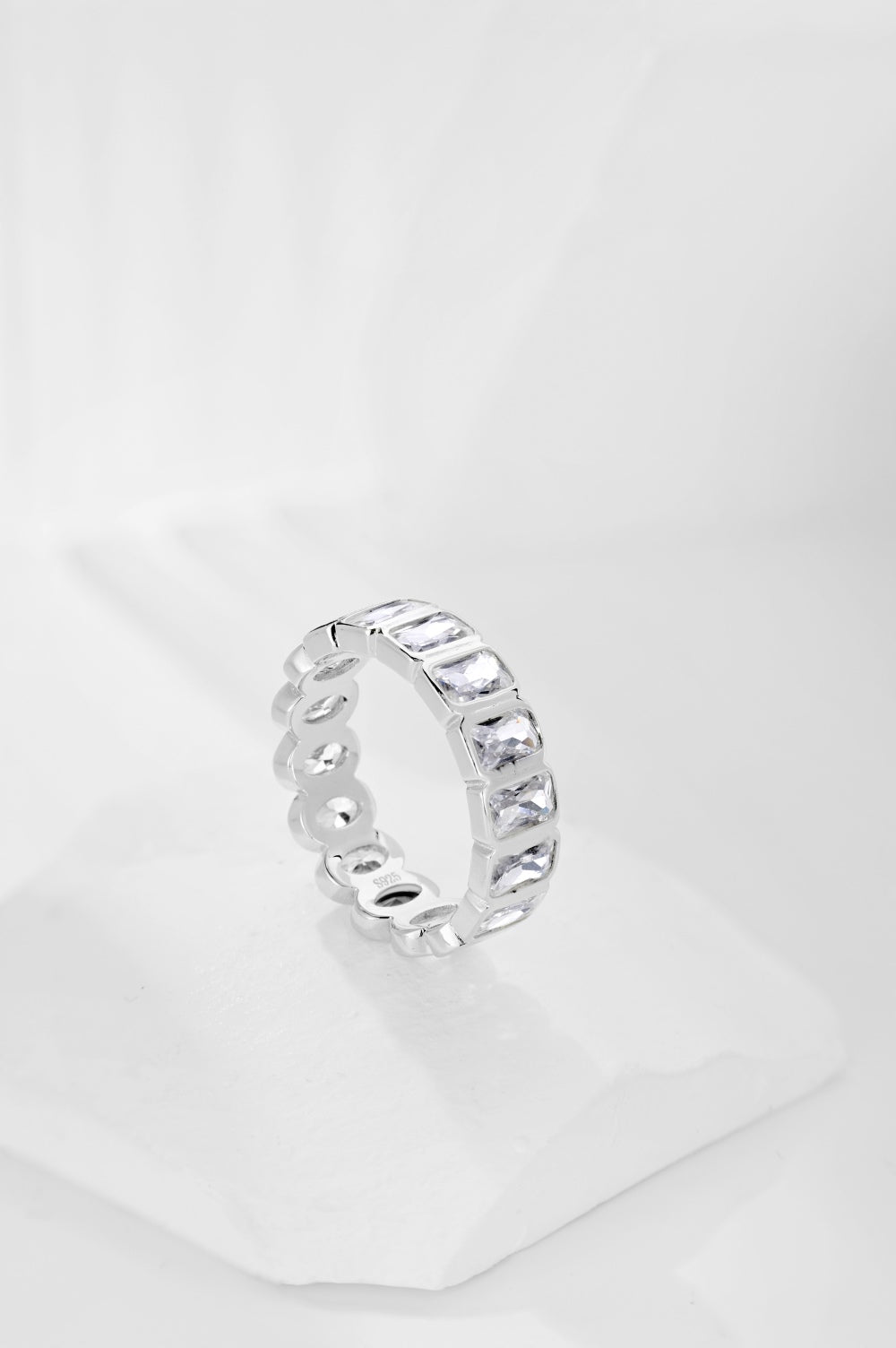 Half Round Half Square CZ Eternity Ring