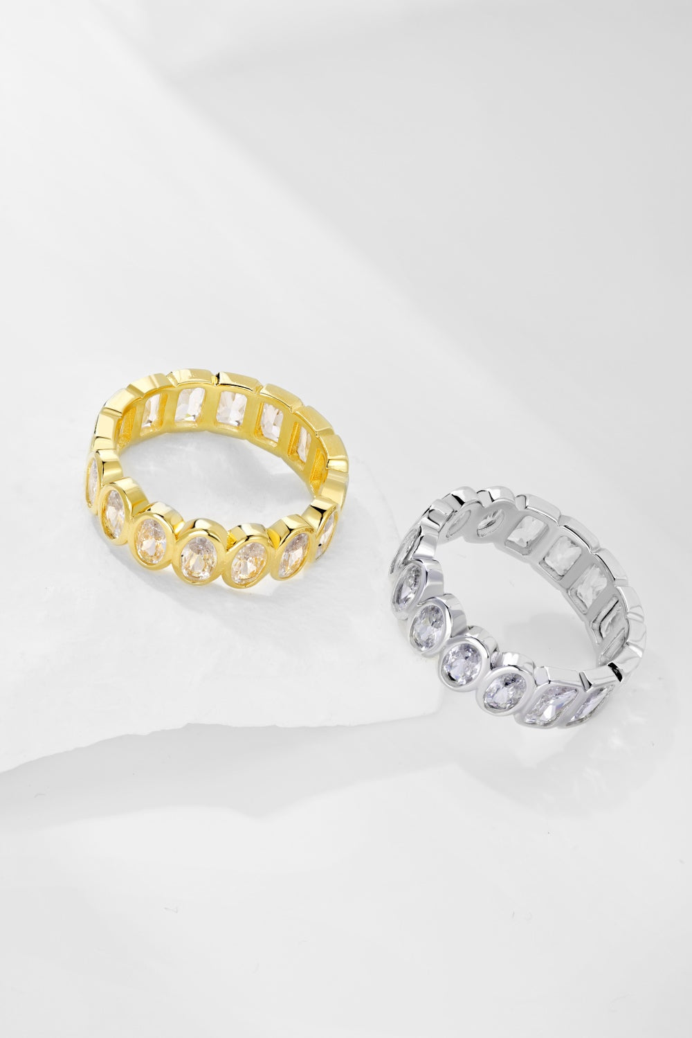 Half Round Half Square CZ Eternity Ring