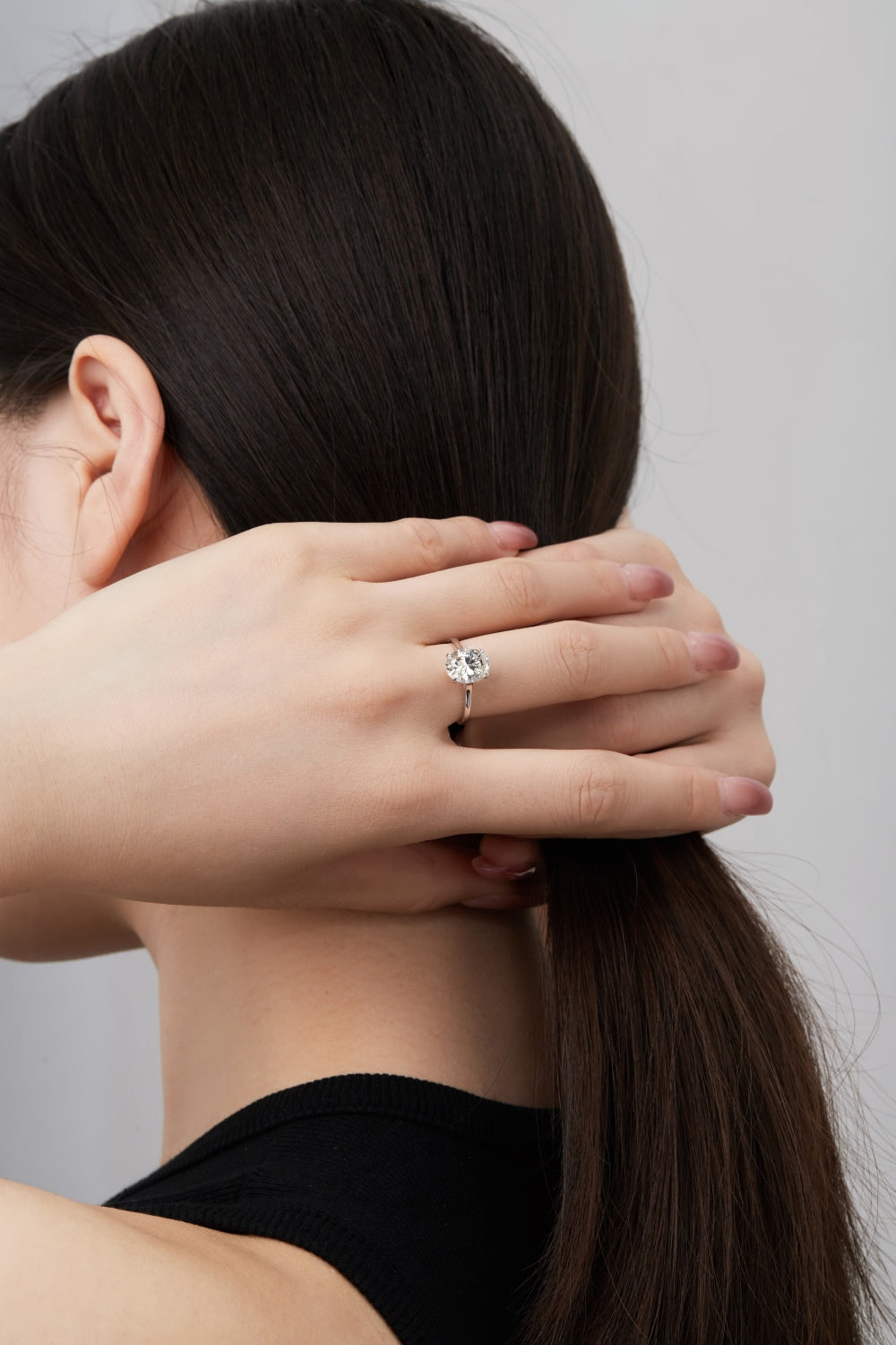 Clear CZ Oval Solitaire Ring