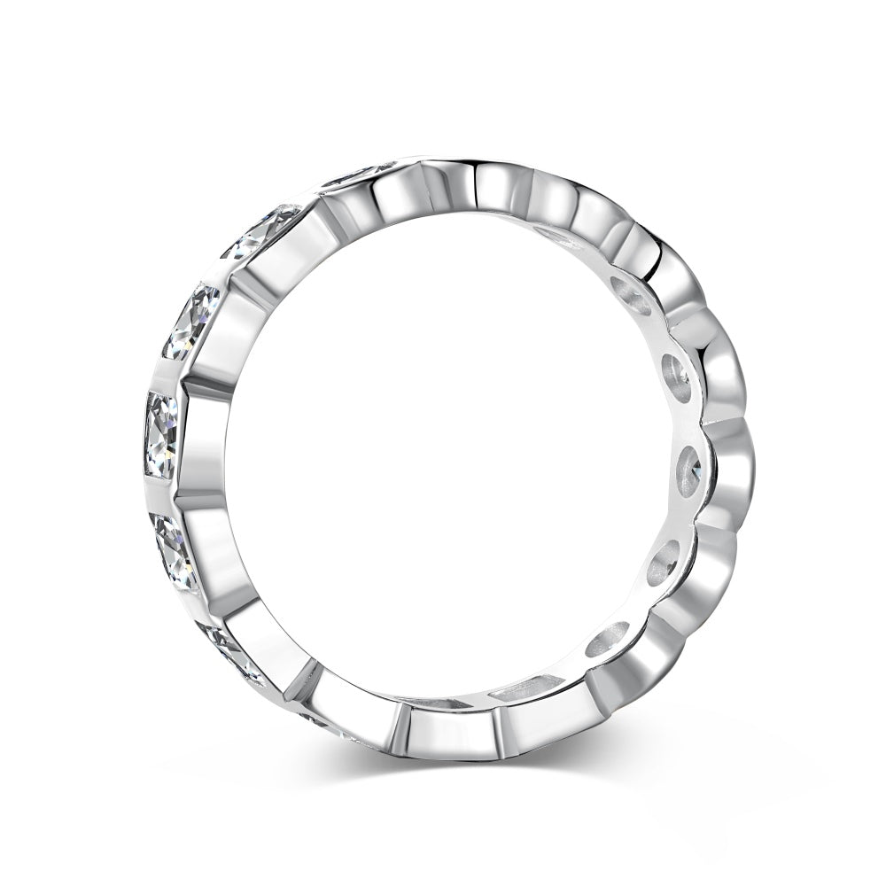 Half Round Half Square CZ Eternity Ring