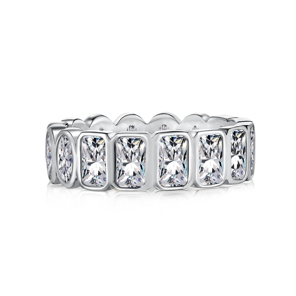 Half Round Half Square CZ Eternity Ring