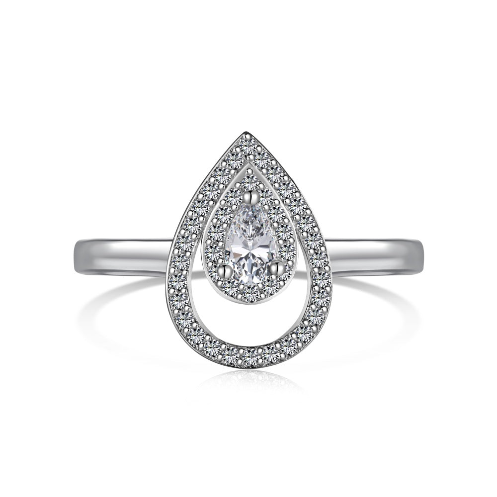 CZ Teardrop Halo Ring
