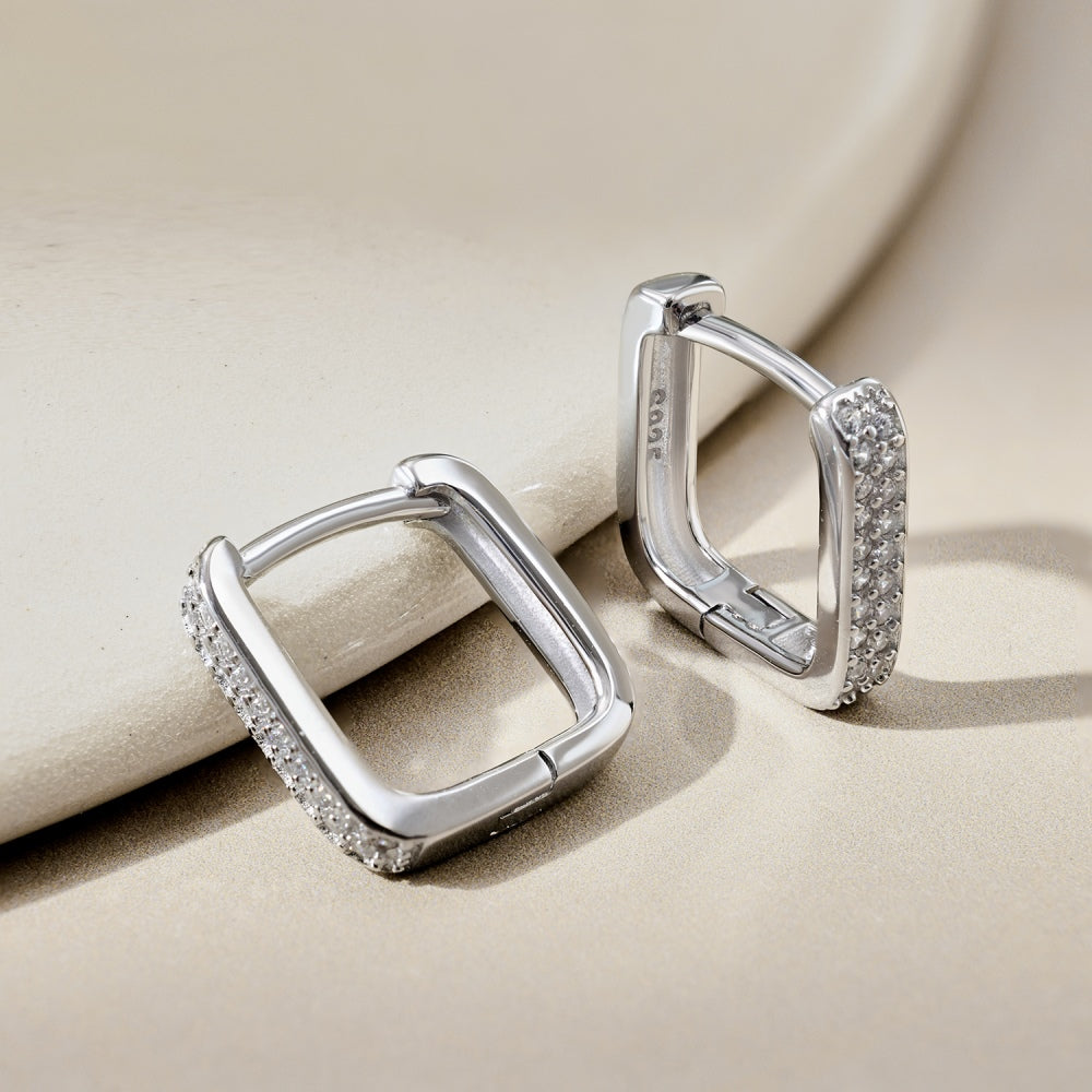 CZ Square Hoop Earrings