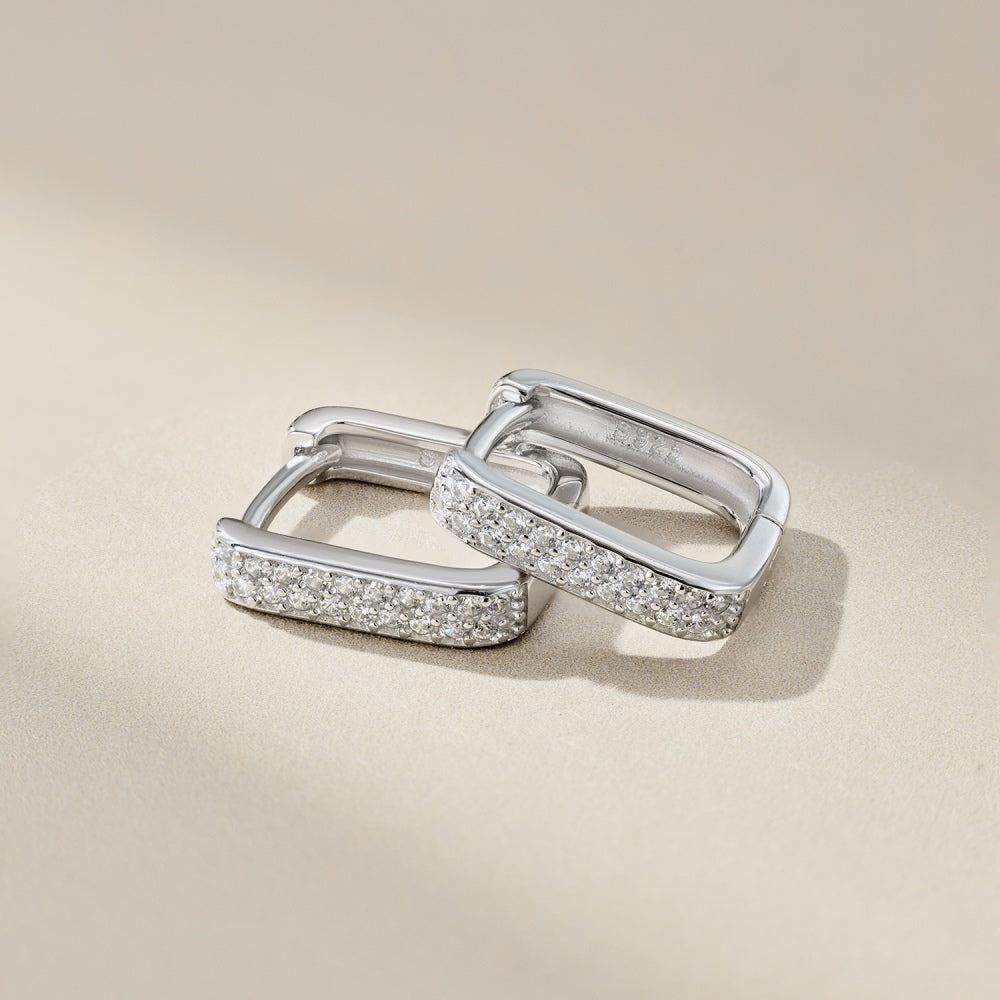 CZ Square Hoop Earrings