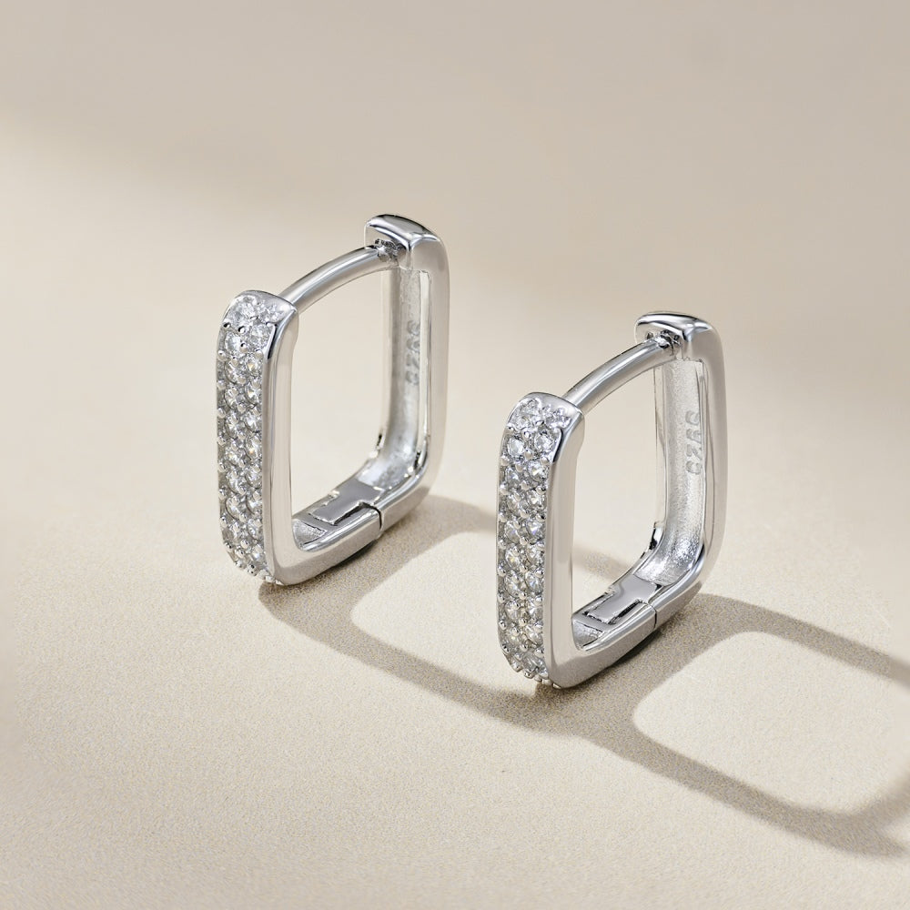 CZ Square Hoop Earrings