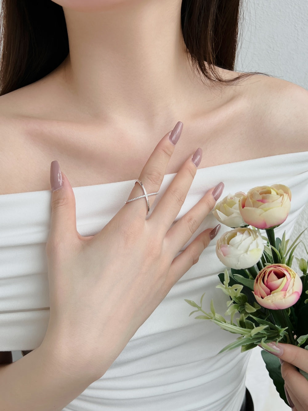 Clear CZ X Cross Over Ring