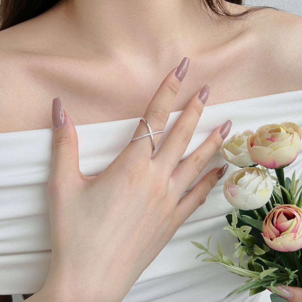 Clear CZ X Cross Over Ring