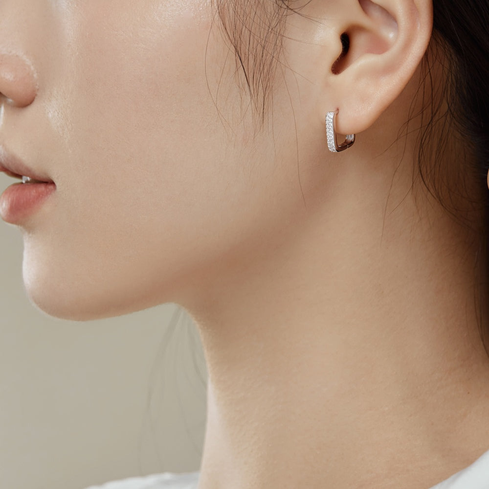 CZ Square Hoop Earrings