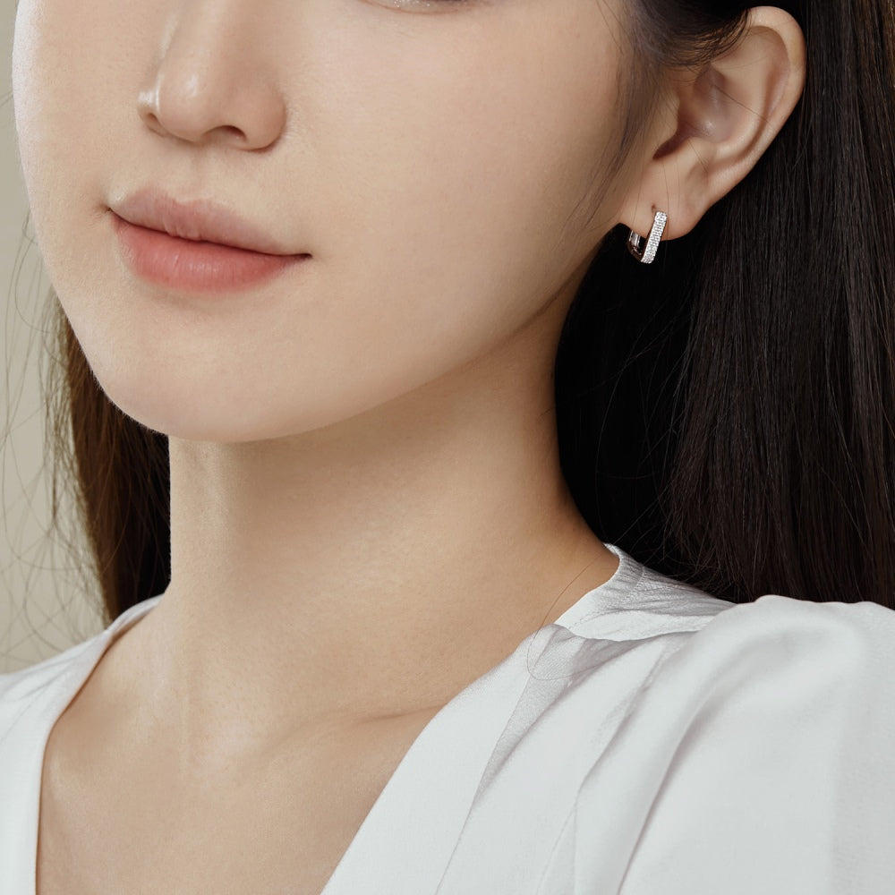 CZ Square Hoop Earrings