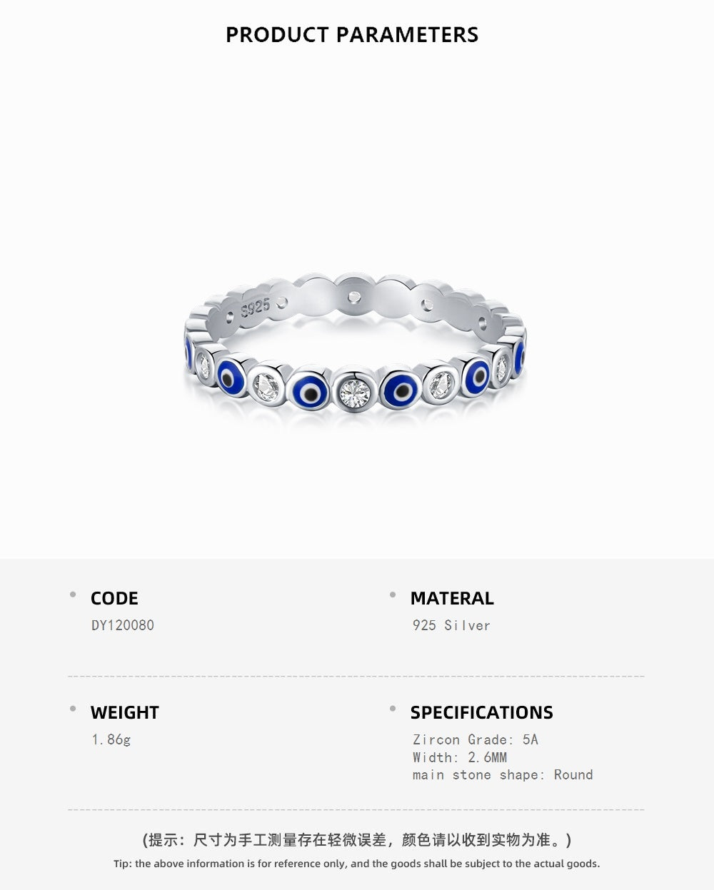 Clear CZ and Evil Eye Ring