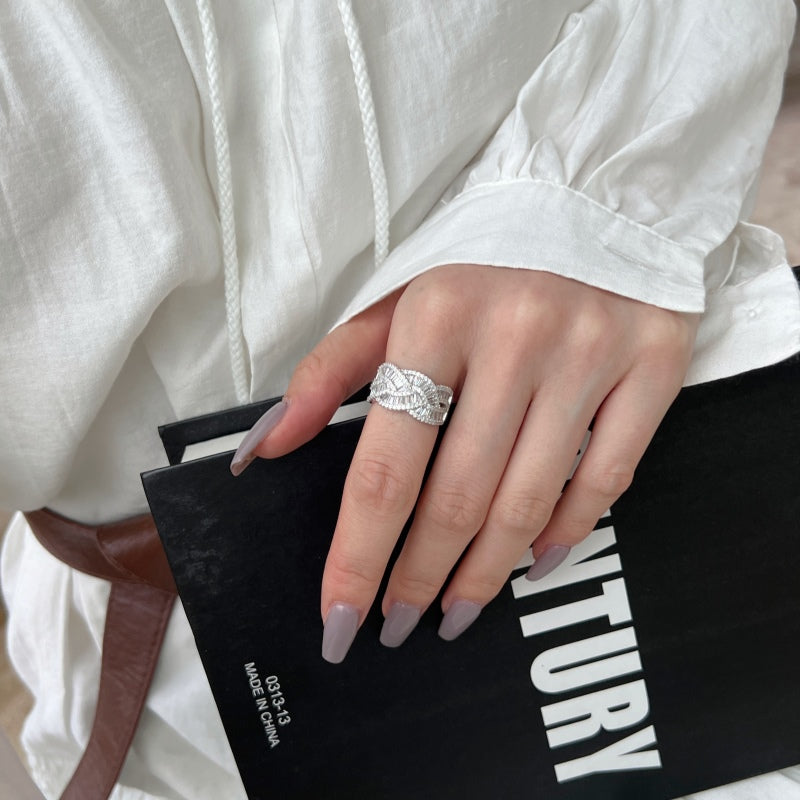 CZ Braided Motive Ring