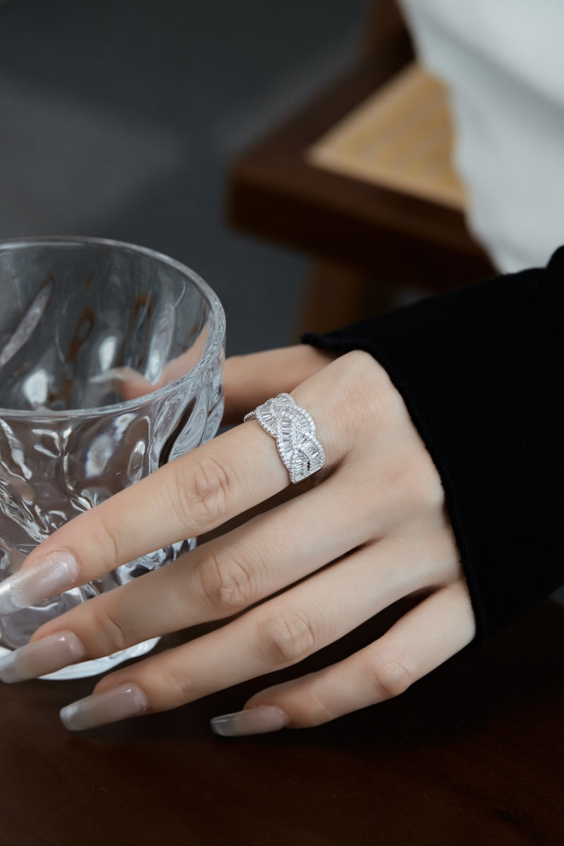 CZ Braided Motive Ring