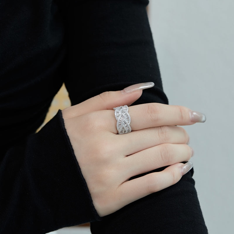 CZ Braided Motive Ring
