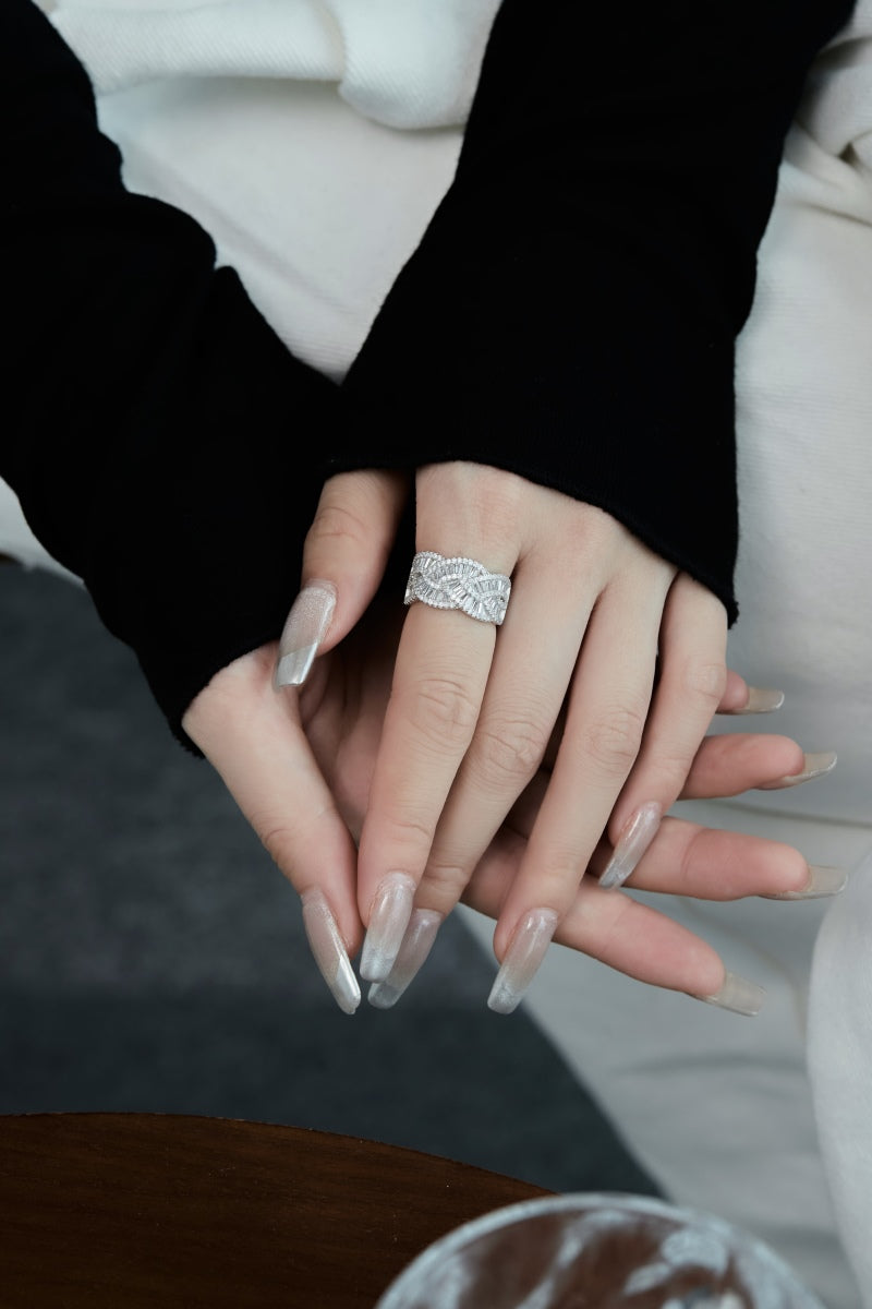 CZ Braided Motive Ring