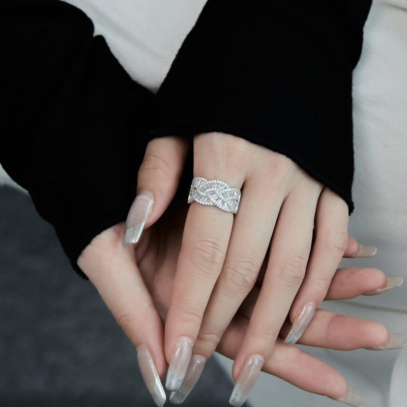 CZ Braided Motive Ring