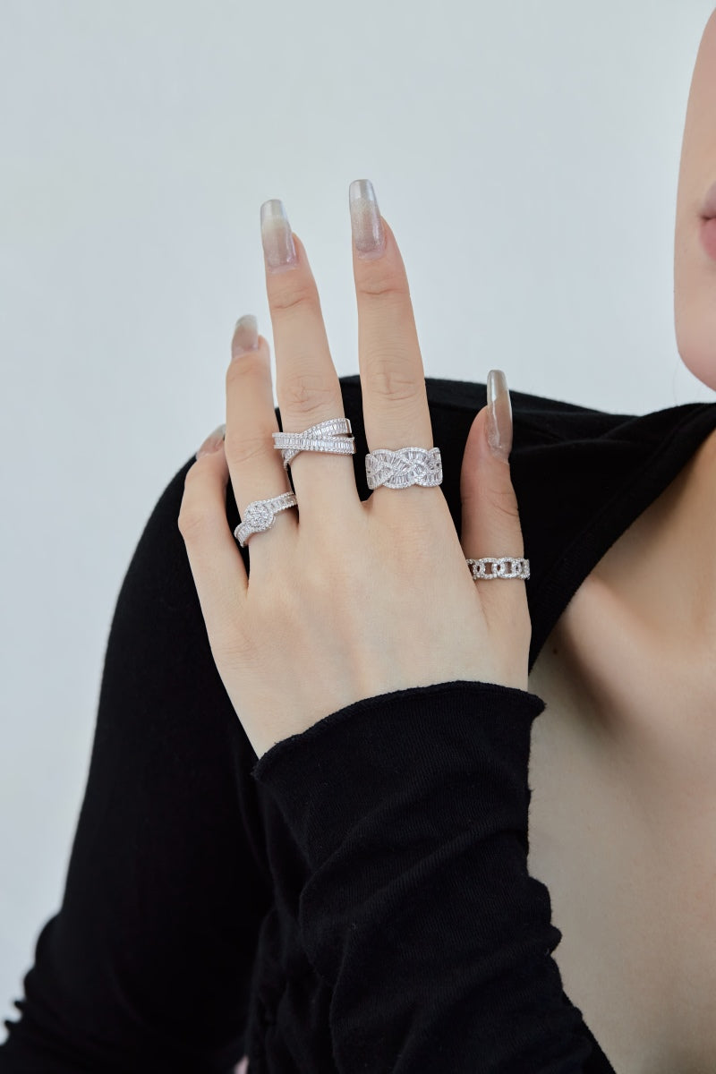CZ Braided Motive Ring