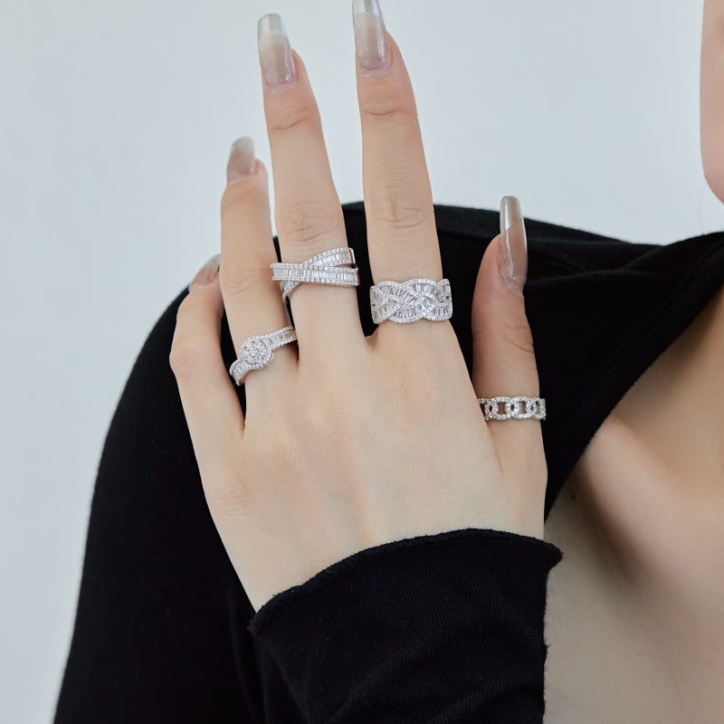 CZ Braided Motive Ring