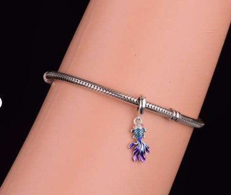 Pearlescent Blue And Purple Fish Dangle Charm