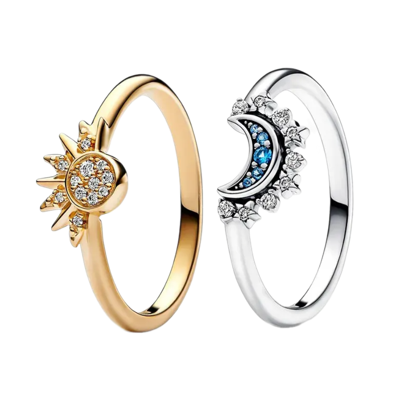Sun And Moon Rings Set