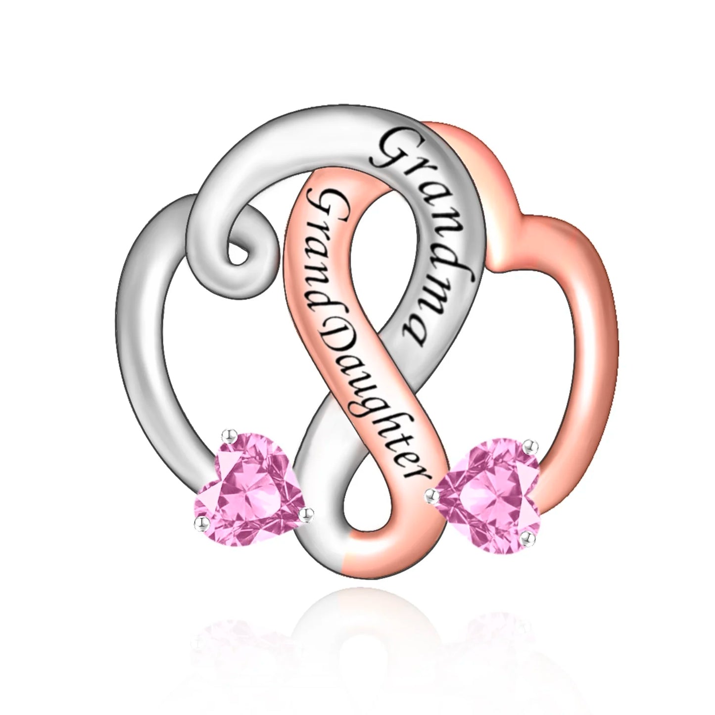 Grandma Granddaughter Two Tone Infinity Hearts Bead Charm