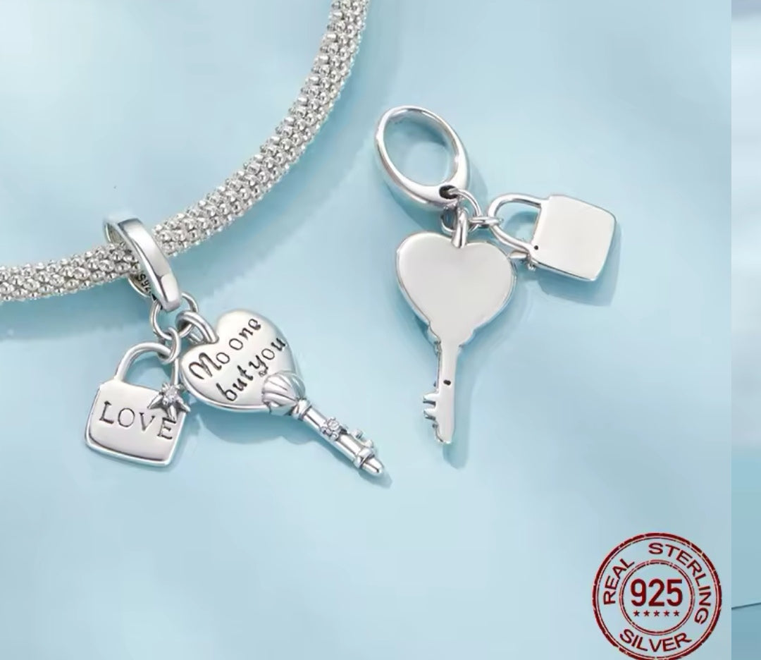 Heart Key And Lock Charm