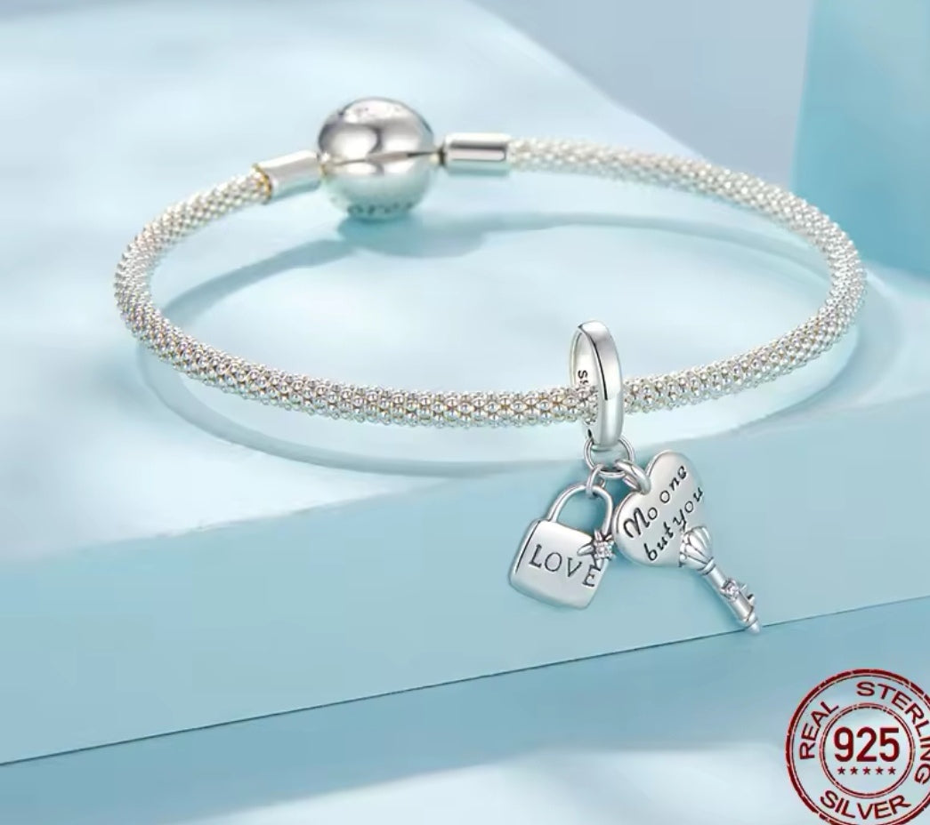 Heart Key And Lock Charm