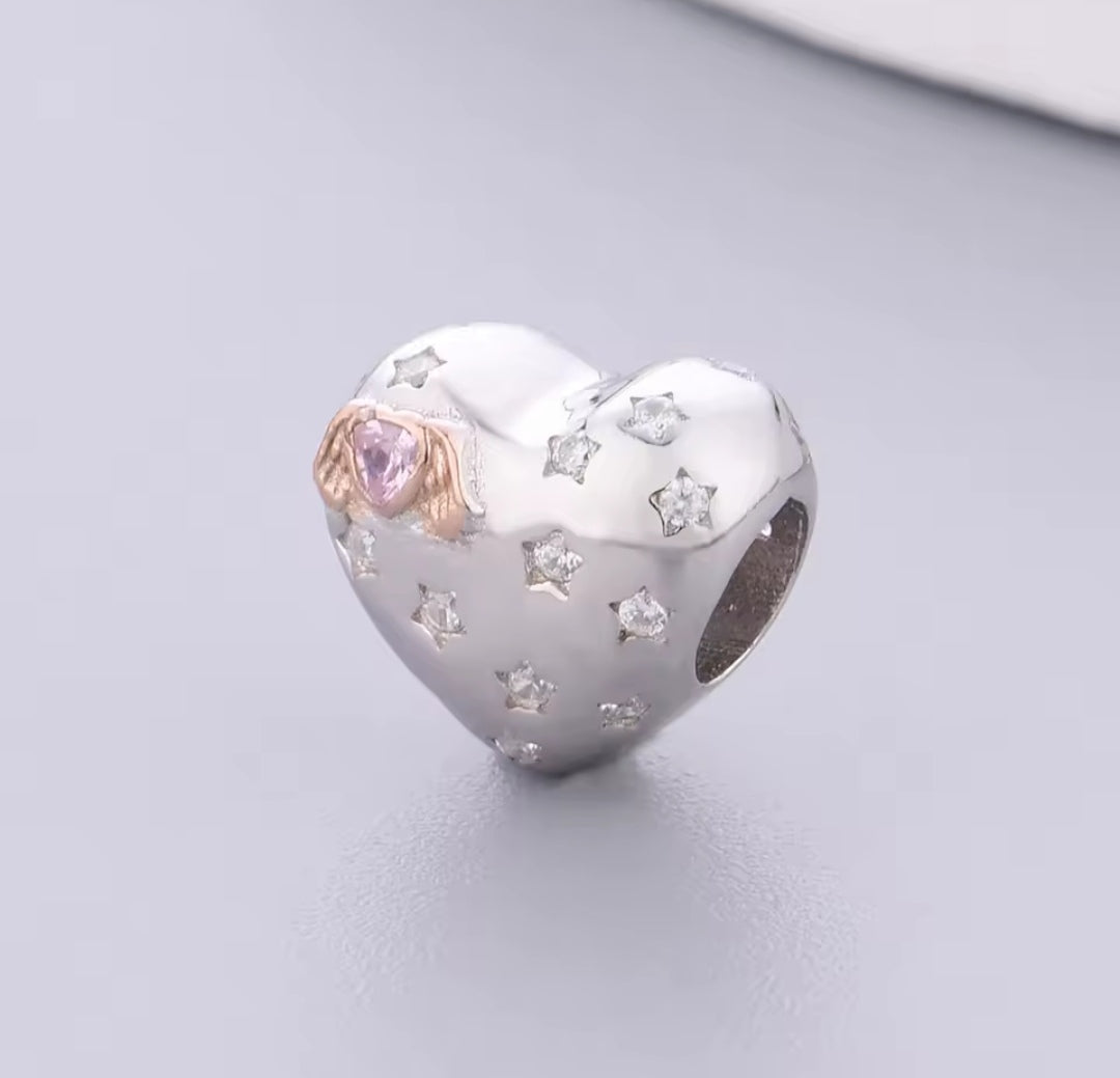 Heartfelt Heart (Your Wings Were Ready But My Heart Was Not) Bead Charm – Silver Memorial Jewelry, Sentimental Keepsake, Remembrance Charm