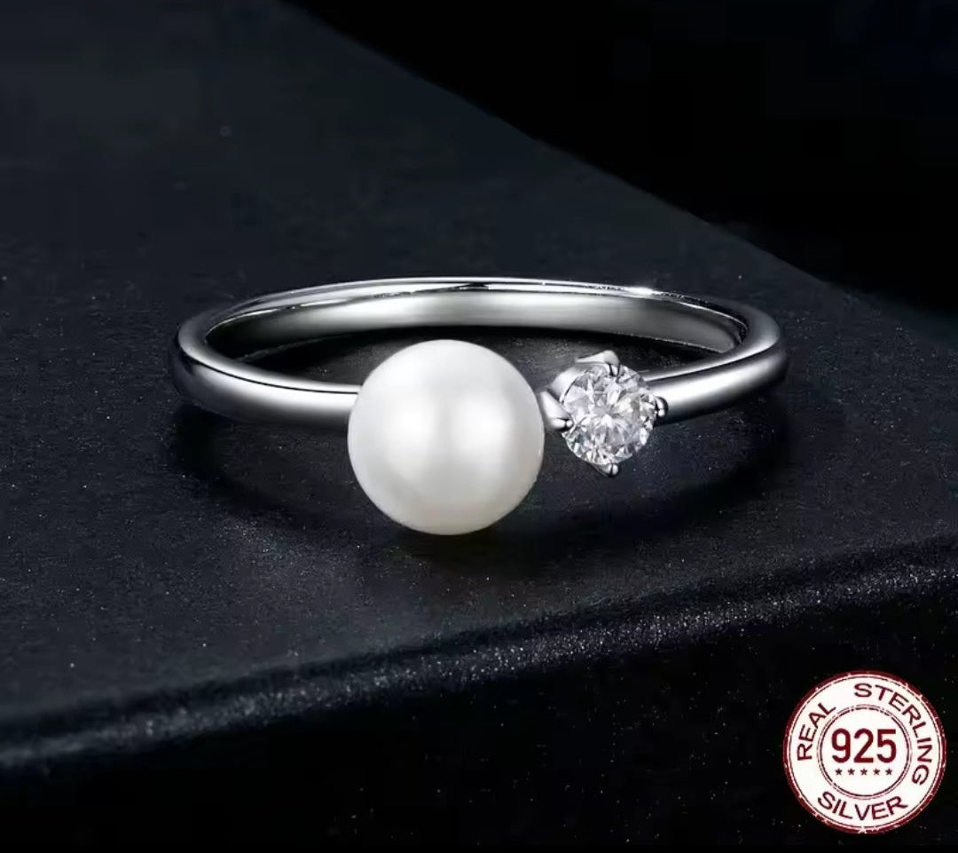 Moissanite & Pearl Ring