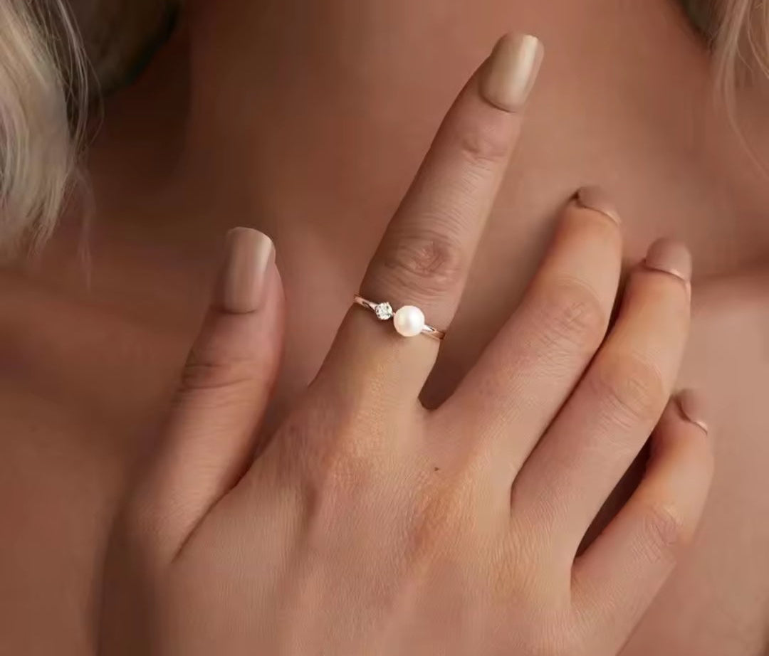 Moissanite & Pearl Ring