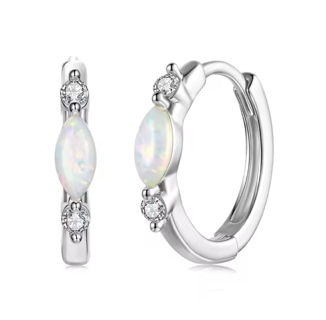 Opal and Moissanite Earrings