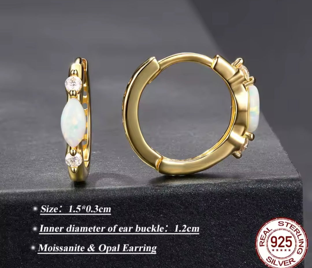 Opal and Moissanite Earrings