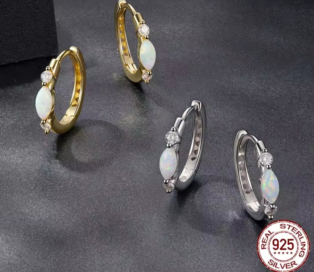 Opal and Moissanite Earrings
