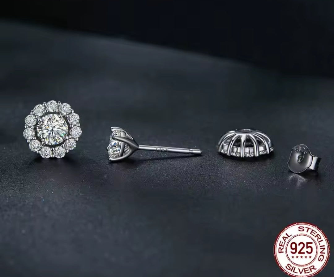 0.50ct Detachable Halo Moissanite Earrings