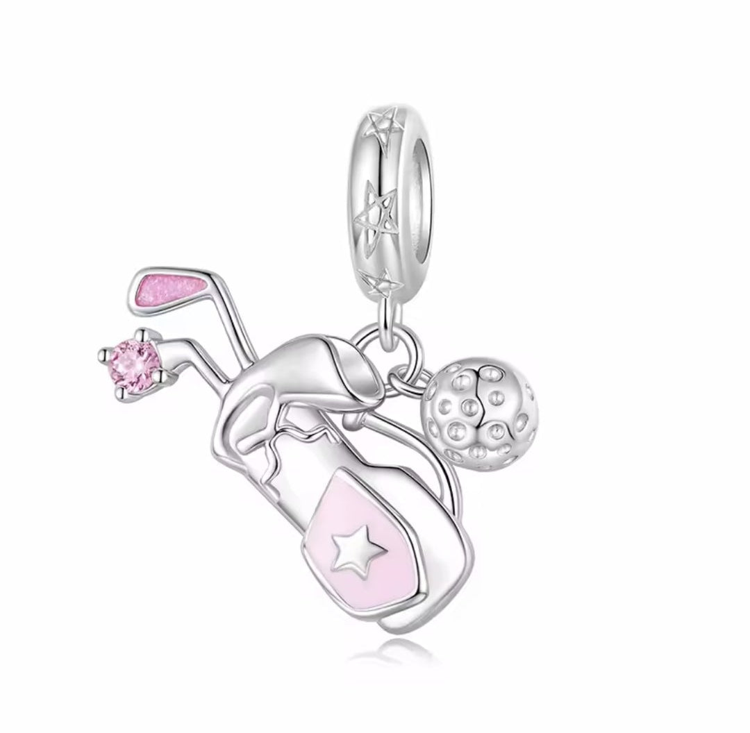 Pink Golf Bag Dangle Charm