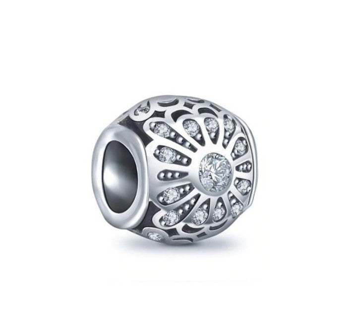 Daisy Motive CZ Bead Charm