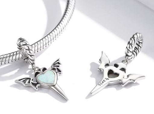 Heart Opal Cross Stone Dangle Charm