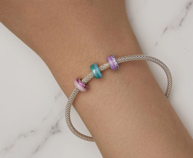 Double Layer Purple Enamel CZ Silicone Spacer/Stopper