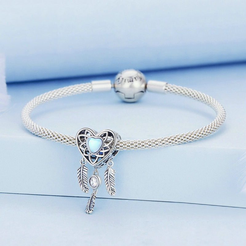 Dreamcatcher Moonstone Heart Bead Charm