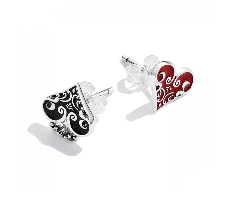 Enamel Heart Minimalist Stud Earrings