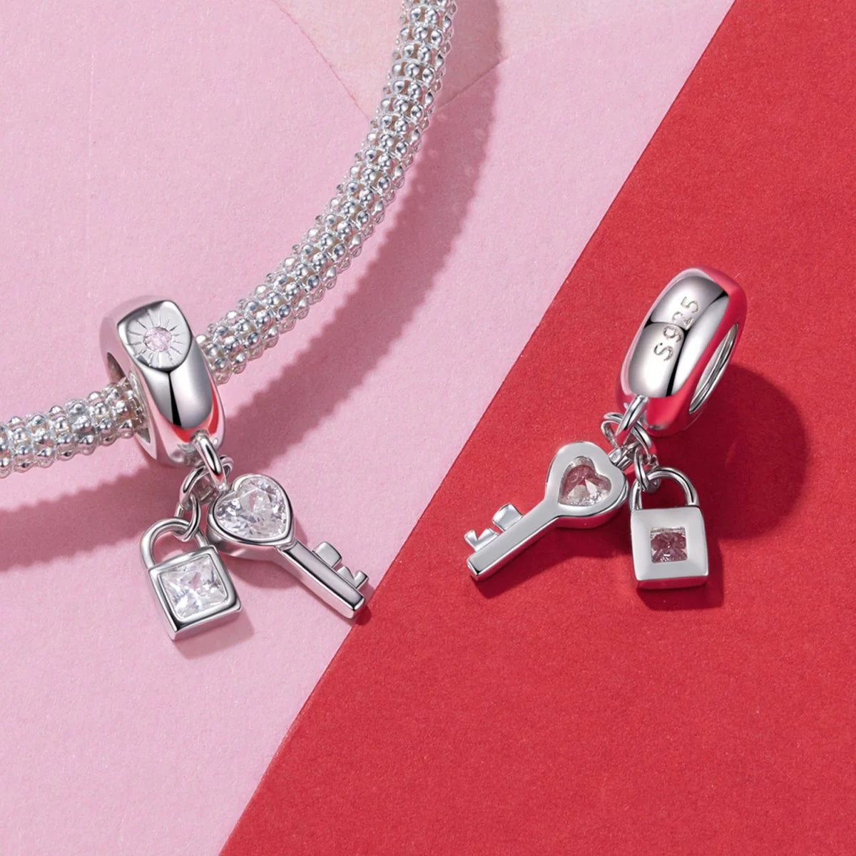 Lock and Key Love Sparkle Dangle Charm